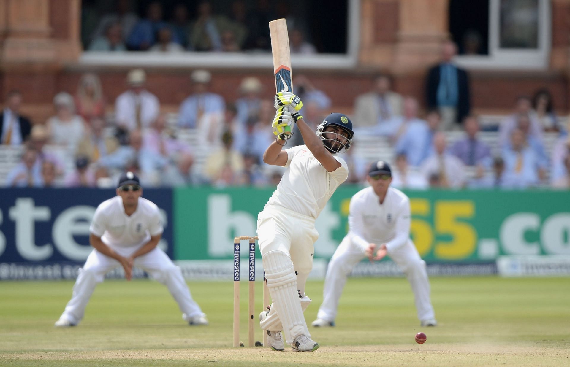 Ravindra Jadeja of India bats during day four of 2nd Investec Test match between England and India at Lord's Cricket Ground on July 20, 2014, in London, United Kingdom. (Photo by Gareth Copley/Getty Images)